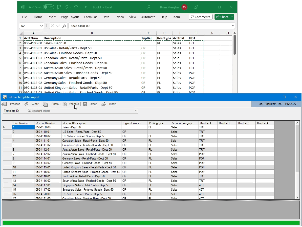 A user creating GL Accounts and editing errors with ease A user creating GL Accounts and editing errors with ease